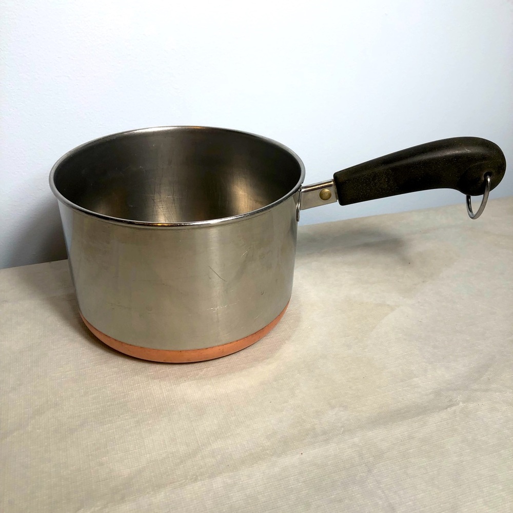 Vtg Revere Ware Copper Bottom SaucePan 2Quart 1801 No Lid Rome NY  USA  READ